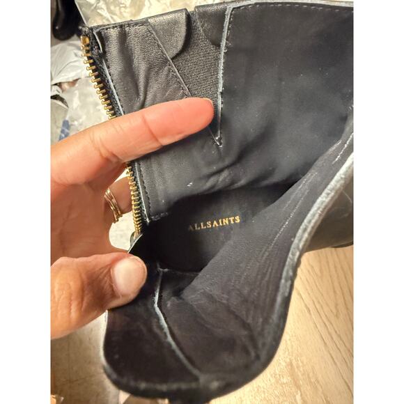AllSaints Lenora Western Black Leather Bootie Size 10 Women's Shoes - Picture 14 of 14